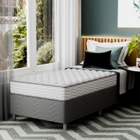 Cama Box com Colchão Solteirão Howie Misto D45 (17x96x203) Branco e Cinza