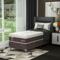 Cama Box Solteiro Naturale com Colchão Molas Ensacadas (67x88x188) Marrom e Branca