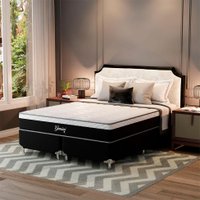 Cama Box Queen Gemini com Colchão Queen Molas Ensacadas Grafite e Branca