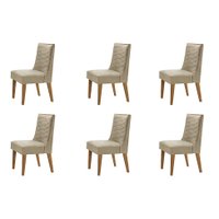 Conjunto com 6 Cadeiras Apolo Luxo Linho Turim e Imbuia