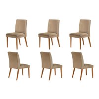 Conjunto com 6 Cadeiras Atenas Linho Capuccino e Madeira