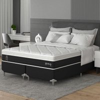 Cama Box Queen com Colchão Sofisticato (65x158x198) Grafite e Branco