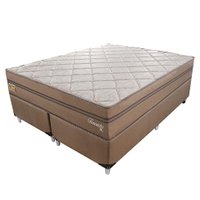 Cama Box com Colchão Queen Toronto Mola Ensacada (70x158x198) Dourado e Bege