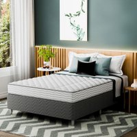 Cama Box com Colchão Viúva Howie Misto D28 (17x128x188) Branco e Cinza