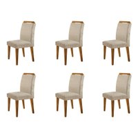 Conjunto com 6 Cadeiras Olivia Suede Amassado Chocolate e Capuccino