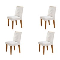 Conjunto com 4 Cadeiras Bari Veludo Pérola e Capuccino