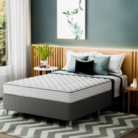 Cama Box com Colchão Viúva Howie Misto D45 (17x128x188) Branco e Cinza
