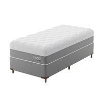 Cama Box Solteiro com Colchão Sublime Mola Ensacada e Espuma Viscoelástica (32x88x188) Cinza e Branco