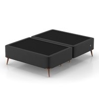 Base para Cama Box King com Entrada USB Night (45x193x203 cm) Suede Preta