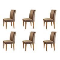 Conjunto com 6 Cadeiras Atenas Veludo Chocolate e Capuccino