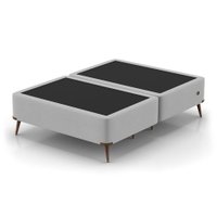 Base para Cama Box King com Entrada USB Night (45x193x203 cm) Suede Cinza