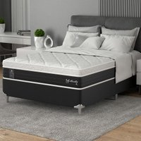 Cama Box Casal com Colchão Sofisticato (65x138x188) Grafite e Branco