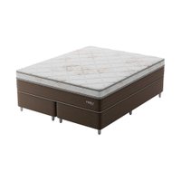 Cama Box Queen Londres com Colchão Molas Ensacadas (63x158x198) Marrom e Branca