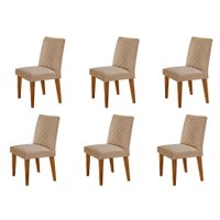 Conjunto com 6 Cadeiras Bari Veludo Bege e Capuccino