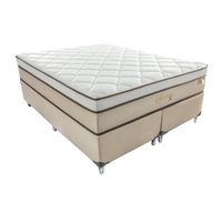 Cama Box Queen Aquarius com Colchão Queen Molas Ensacadas Bege e Branca