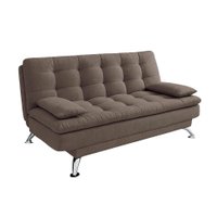 Sofá-Cama Casal 3 Lugares Premium Linho Marrom