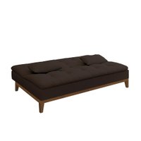 Sofá-Cama 3 Lugares Casal Premium Base e Pés de Madeira Café