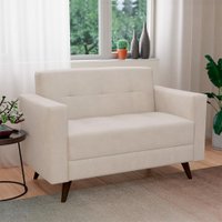 Sofá 2 Lugares Vitrola Suede Bege 123 cm