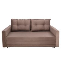 Sofá-Cama Casal 3 Lugares Trancoso Suede Liso Tabaco