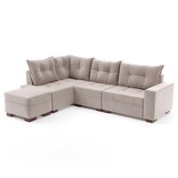 Sofá de Canto 7 Lugares Glória Suede Bege