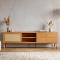 Rack para TV 220cm Até 60 Polegadas 2 Gavetas 1 Porta Curve Carvalho Rosé Dalla Costa