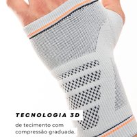 N1 Sport Munhequeira Cinza M Knit 3D com Compressão Graduada Estabilização do Punho e Alívio de Dor para Treino