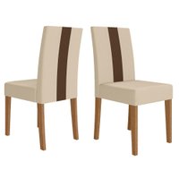 Kit 2 Cadeiras Estofadas MDF Linea Suede Carvalho Marfim POLIMAN