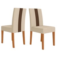 Kit 2 Cadeiras Estofadas MDF Linea Suede Freijo Marfim POLIMAN