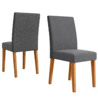 Kit 2 Cadeiras Estofadas MDF Luara Suede Freijo Gris POLIMAN