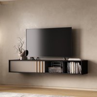Rack Suspenso para TV Linea Carraro Preto Touch e Avelã