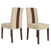 Kit 2 Cadeiras Estofadas MDF Linea Suede Amendoa Marfim POLIMAN