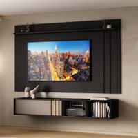 Conjunto Rack e Painel Parede Preto Touch e Avelã Linea Carraro