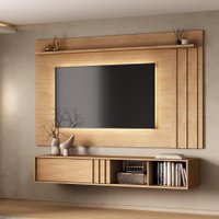 Conjunto Rack Cedro e Painel Parede Cedro Linea Carraro