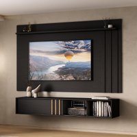 Conjunto Rack e Painel Parede Preto Touch Linea Carraro