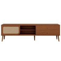 Rack para TV 220cm Até 60 Polegadas 2 Gavetas 1 Porta Curve Pinhão com Palha Dalla Costa