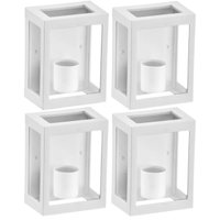 Kit 4 Arandelas de Parede Grade Aberta Branca Termoplástico E27 Lente Transparente Dital Interna e E