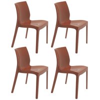 Conjunto 4 Cadeiras Terracota Plástica Tramontina Alice Summa Brilho Jantar