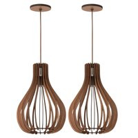 Conjunto 2 Luminárias Pendentes Internos MDF Balão 131cm Dital De Teto Redondo