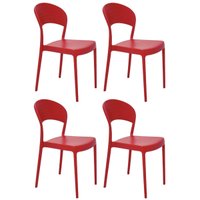 Conjunto 4 Cadeiras Plásticas Vermelha Summa Sissi Tramontina 182 kg Cozinha