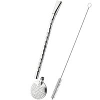 Bomba Inox Desmontável Cano Torcido Chupeta Dupla Bojo Redondo Cano Grosso De 9mmx24Cm