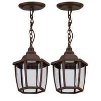 Jogo 2 Luminárias Pendentes E27 Marrom Aberta Heritage Teto Varanda Área Gourmet Elegante