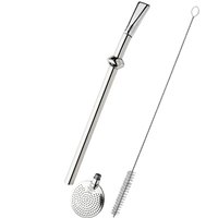 Bomba Inox Desmontável Com Botão Chupeta Dupla Bojo Redondo Cano De 8mmx23Cm
