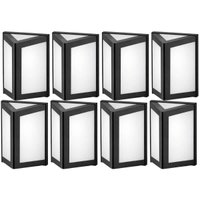 Jogo 8 Luminárias Parede Muro Triangulares Preto Internas Externas E27 Smart Dital