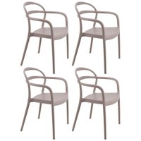 Conjutno 4 Cadeiras Plásticas Camurça com Braços Tramontina Summa Sissi Cozinha
