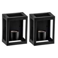 Kit 2 Arandelas Quadrada Lente Transparente Preto Grade Aberta Área Externa Interna E27 Dital