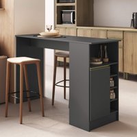 Bancada Balcão para Cozinha Divisor de Ambientes 140cm 1 Porta com Nichos Atenas Fidelitá Chumbo