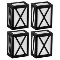 Kit 4 Luminárias Arandela Preto Grade X Lente Leitosa Termoplástico Lâmpada E27 Onix Dital