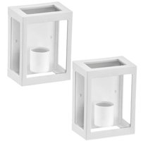 Kit 2 Luminárias Quadradas Parede Grade Aberta Branco Lente Transparente Termoplástico Onix Dital