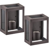Kit 2 Arandelas Parede Marrom Lente Transparente Grade Aberta Luminárias Fachadas Hall Jardins