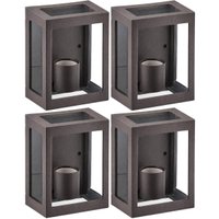 Kit 4 Luminárias de Parede Arandelas E27 Quadradas Externas Internas Dital Termoplástico Marrom